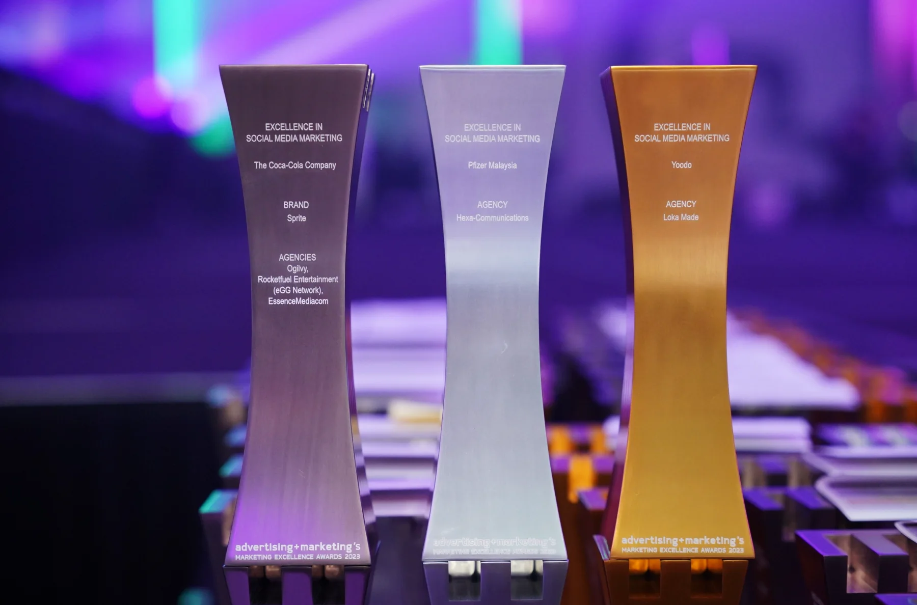 Excellence in Social Media Marketing trophy, Pfizer Malaysia, agency Hexa-Communications